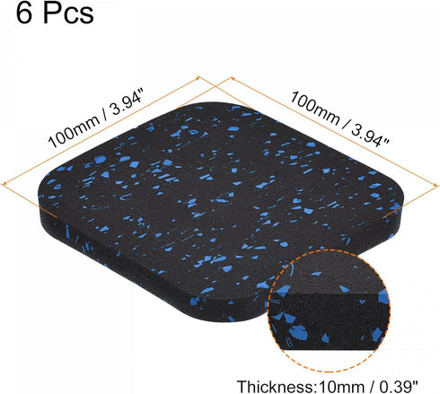 uxcell Treadmill Mat-3.9"x3.9" Exercise Equipment Mat for Floor Protection Sound Reduction, Black Blue 6Pcs