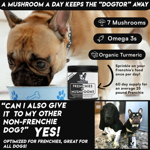 Optimized Mushroom Supplement for Dogs with Turkey Tail, Omega-3, Organic Turmeric – Super Food Topper for Immune