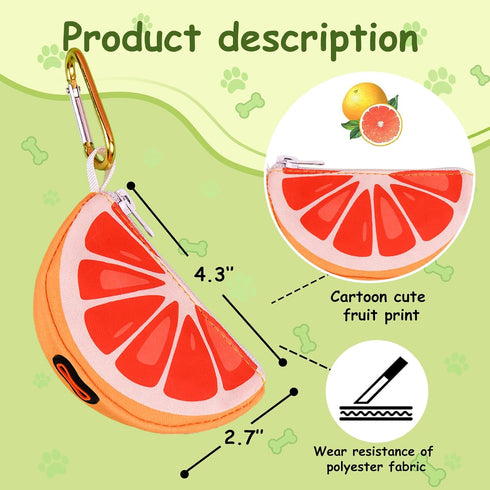 BlissBud Grapefruit Shape Dog Poop Bag Holder and Carrier - Leash Attachment Poo Bag Dispenser with Stylish Cute