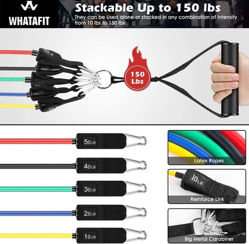 WHATAFIT Resistance Bands - Exercise Bands for Working Out, Home Gym Equipment with Handles for Men and Women