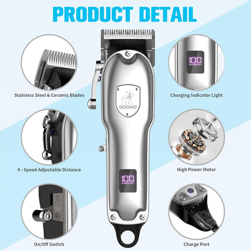 Trimmer,Rechargeable Dog Clippers for Grooming for Heavy Thick Hair&Coats,Low Noise Dog Hair Cordless Pet Shaver