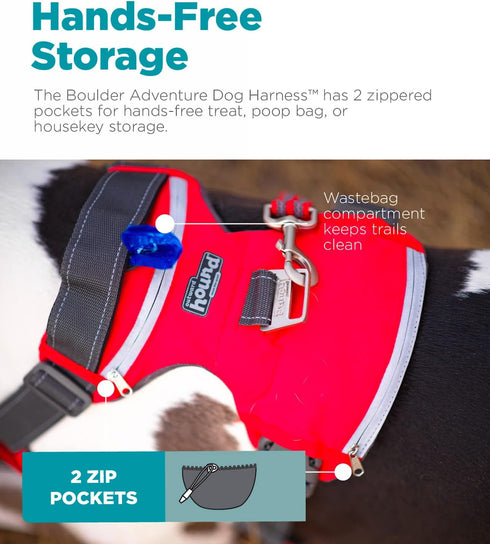 Outward Hound Boulder Adventure Adjustable Dog Harness with Pockets, Small, Red