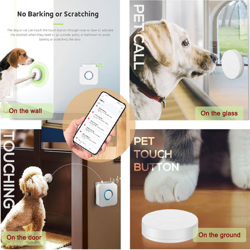 (1 3 EverNary Dog Door Bell, WiFi Smart Doggie Doorbell for Potty Training with Wireless Waterproof Touch Button