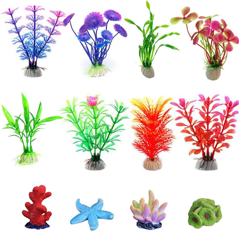 Artificial Aquarium Plants, Aquatic Simulation Plants, Seaweed Water Plants, 12 pcs Lifelike Decorations for Fish Tanks