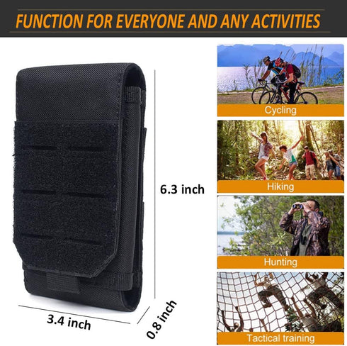 Upgrade 1000D Laser Cut Molle Phone Pouch, Heavy Duty Waterproof Tactical Cell Phone Holder for 4.7"-6.7" Phones