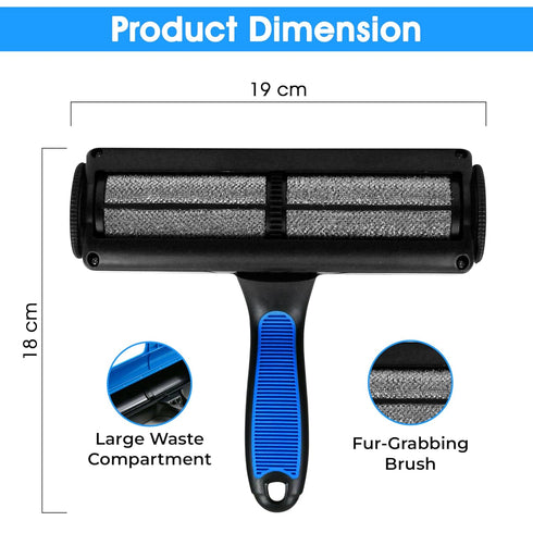 Pet-Pristine Pet Hair Remover Roller and Mini Detailer Combo Pack - Reusable Hair Removal for Couches, Beds, Carpets