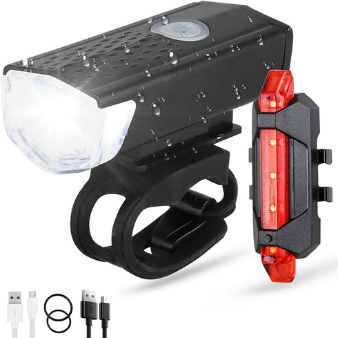 Rechargeable Bike Lights Set, Ultra Bright Bicycle Rear Lights for Night Riding, Waterproof 4 Modes