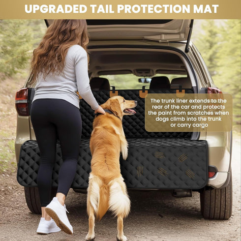 Waterproof SUV Cargo Liner for Dogs - Pu Leather Pet Car Seat Cover Protector with Bumper Flap, Non-Slip Backseat Mat