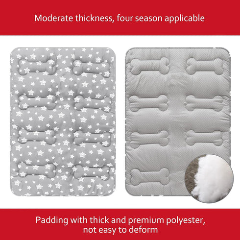 Dog Crate Mat (24" X 18") 2 Pack, Soft Bed Mat with Cute Prints, Anti-Slip Bottom, Personalized Dog Crate Pad, Machine