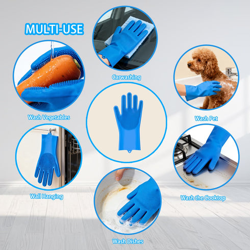6PCS Pet Grooming Kit for Dogs, Dog Washing Gloves with High-Density Teeth, Dog Bath Brush & Silicone Heat Resistant