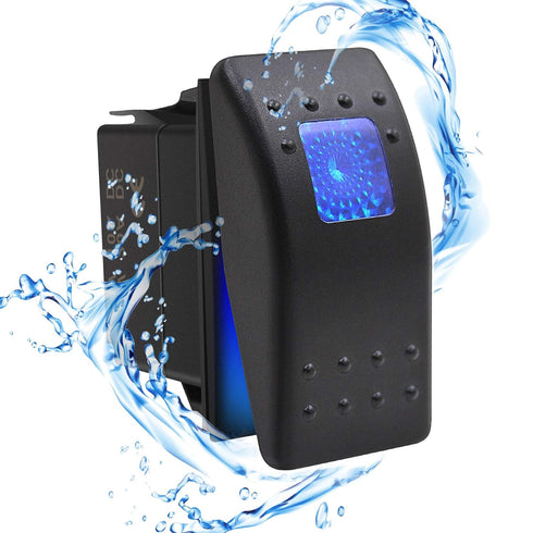 KEING Waterproof Rocker Switch Toggle with Blue LED Light, 12V 20Amp, 24V 10Amp, 3 Pin for Automotive Cars, Marine,