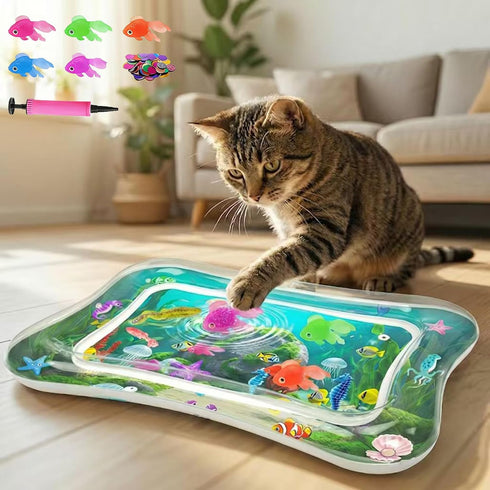 Interactive Cat Toy for indoor Cats, Upgraded Cat Water Mat with Fish
