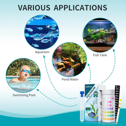 125 Aquarium Test Strips 7 in 1 for Freshwater and Saltwater with Test Tube & Thermometer