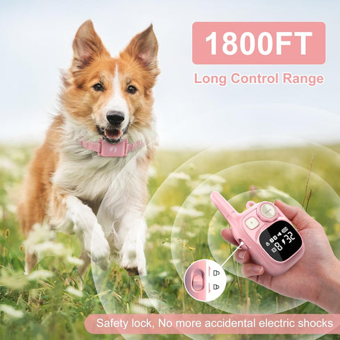 Dog Shock Collar with Remote, 1800FT Rechargeable Waterproof Training Collar for 5–15lbs Puppy or Large Dogs