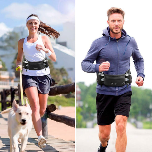 Number-one Running Belt with Water Bottles, 2 x 175ML, Hydration Belt Waterproof Waist Pack for Marathon Running