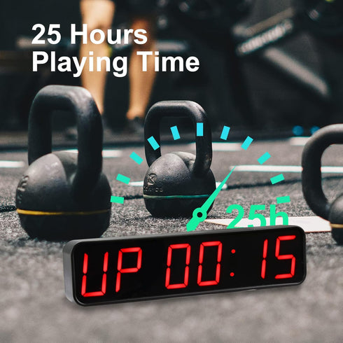 Gym Timer, Portable, Interval Timer with Rechargeable Battery and Built-in Magnet, LED Digital Anti Vertigo Display