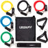 Resistance Bands Set (12 Piece) - Includes Door Anchor, Ankle, Wrist Strap, Exercise Guide and Carrying Bag
