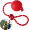 UEETEK Red Dog Training Ball on Rope: 2.95 Inch Diameter Rubber Toy for Puppy Fetch Catch Throw Training