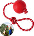 UEETEK Red Dog Training Ball on Rope: 2.95 Inch Diameter Rubber Toy for Puppy Fetch Catch Throw Training