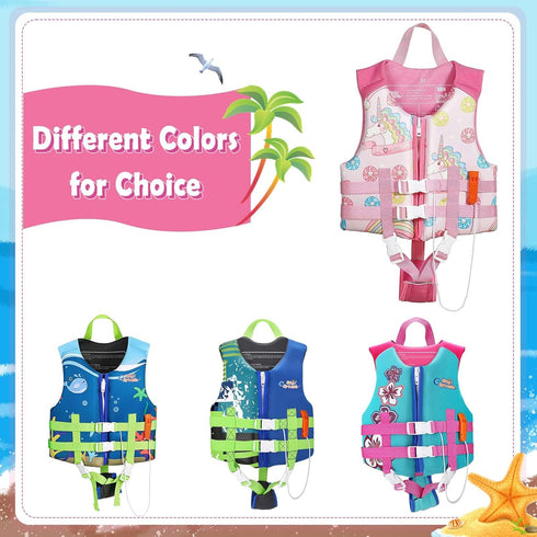 HeySplash Toddler Swim Vest, Kids Swimming Jacket for 30-50/50-80lbs, Floaties Vest with Safety Strap, M 3-6 Yrs/L 6-9