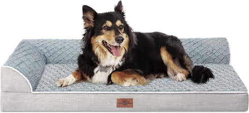 Orthopedic Dog Bed for Large Dogs, Waterproof Bed with Bolsters, Removable Washable Cover & Non-Skid Bottom (Large,