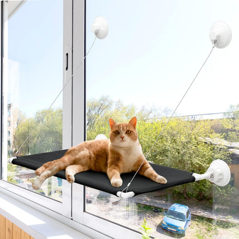 Cat Window Perch, Space Saving Cat Hammock with Powerful Screw Suction Cups, Sturdy Bed for Cats