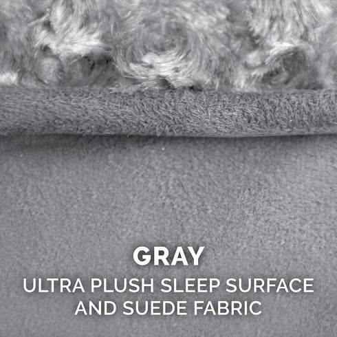 Furhaven Replacement Dog Bed Cover, Ultra Plush Faux Fur & Suede Contour Luxe Lounger, Machine Washable - Gray, Jumbo