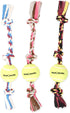 Mammoth Flossy Chews Color 3 Knot Tug with Large Tennis Ball - Premium Cotton-Poly Tug Toy for Large Dogs - 24”