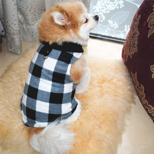 Dog Sweater, Soft Fleece Vest with Leash Ring Pullover Jacket for Small Dogs, Christmas (L, Black White)