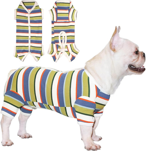 TONY HOBY Dog Pajamas Jumpsuit, Colorful Shirt for Dogs Surgery Recovery Suit for Small Medium Breeds (Blue&White, XL)
