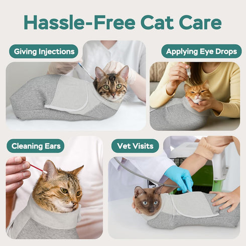 Pawfun Cozy Self-Adhesive Cat Grooming Wrap, Cat Wrap for Cutting Nails, Breathable Anti-Scratch Cats Swaddle Bag