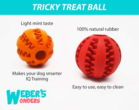 Weber's Wonders Set of 2 Paw Tricky Treat Ball - Dog Toy, Food Dispensing Non-Toxic Rubber Interactive Toy for Pets