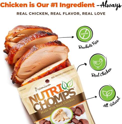 NutriChomps Dog Chews - 2.5-inch Knots, Rawhide-Free Dog Treats, 8 Count, Real Chicken Flavor