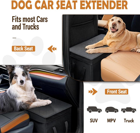 120 LBS Car Seat Extender for Large Dogs, Back Seat Extender for Dogs up to Large Dog Extender with Storage Car