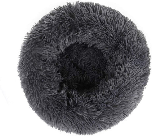otoez Kitten Puppy Bed - Extra Small Round Dog Cat Bed, Anti Anxiety Plush, Washable (15.7", Dark Grey)