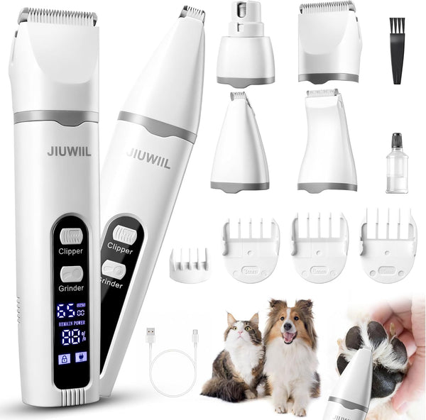 JIUWIIL Dog Clippers for Grooming, 4 in 1 Dog Grooming Kit Hair Clipper