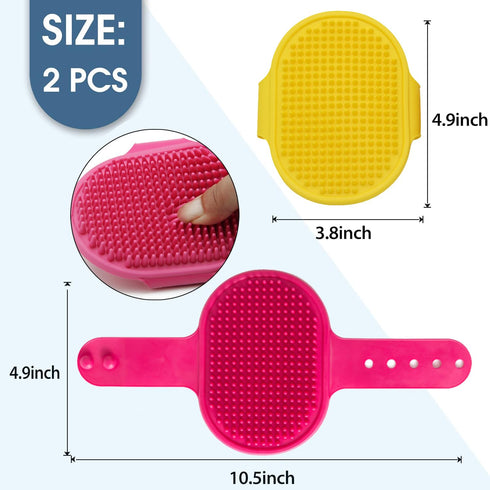 2pcs Dog Grooming Brush, Pet Shampoo Bath Brush Dog Grooming Shedding Brush Soothing Massage Rubber Comb