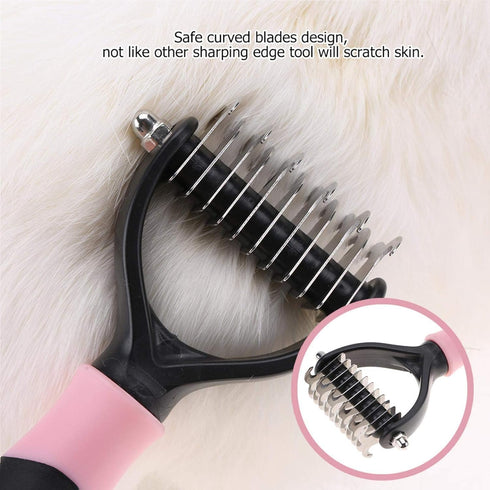 GLOGLOW Pet Grooming Brush, Shedding Brush Tool, Dematting Rakes, Fur Knot Cutter for Long and Short Hair Dogs and Cats
