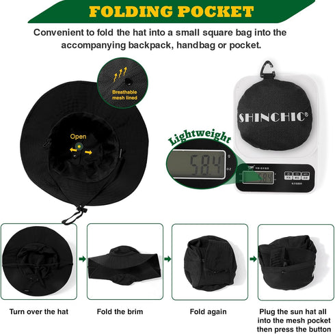 Waterproof Bucket Rain Hat for Men Women, Wide Brim Sun Protection Packable Boonie Hat for Outdoor Beach Fishing