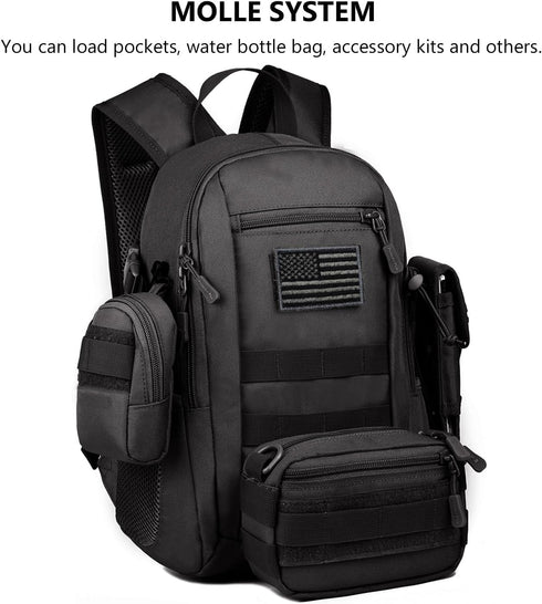 10L/20L Backpack Daypack Pack ArcEnCiel Mini X-Small Tactical MOLLE Gear Camping Bag with Patch