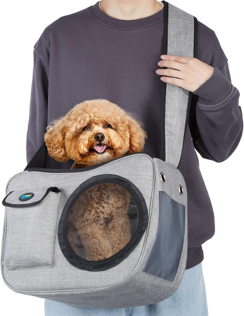 OWNPETS Pet Sling Carrier - Airline Approved Travel Bag for 10-15lb Small Dogs, Comfortable and Adjustable