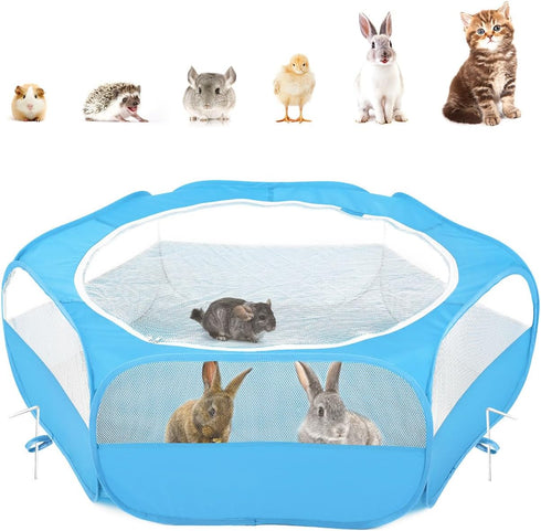 Pawaboo Small Animals Playpen, Waterproof Small Pet Cage Tent with Zippered Cover,