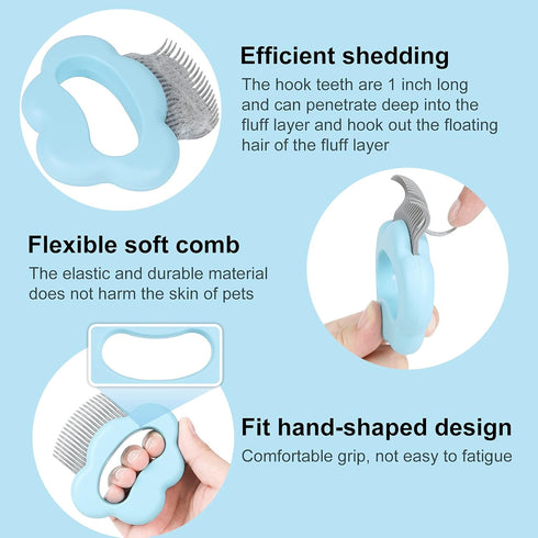 Cat Brush, Cat Grooming Supplies Laiannwell Pet Hair Removal Massaging Comb, Removing Matted Fur for Cat/Dog/Bunny, Perfect for Long and Short Hair Knots & Tangles (3 Packs)