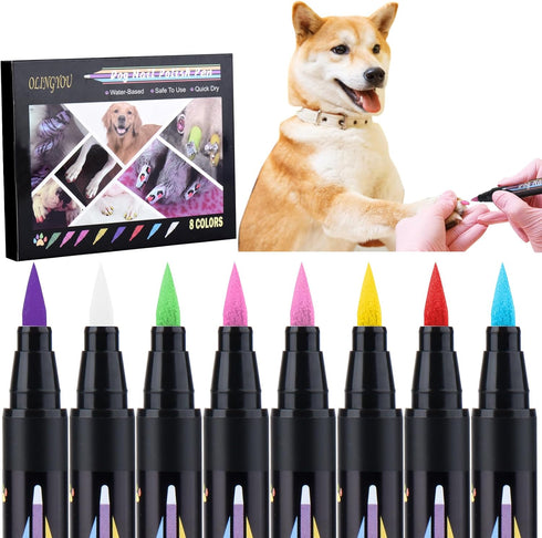OLINGYOU Dry-8 Set Dog Nail Polish Dog Nail Polish Pens Quick Colors, Pet Nail Polish for Dogs DIY Dogs Puppy Nails
