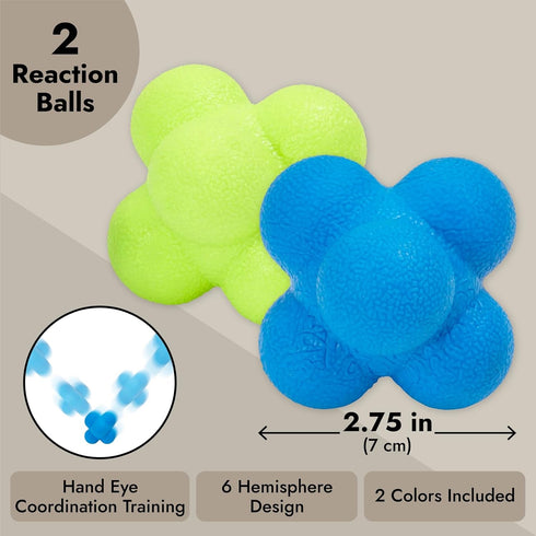 Juvale 2 Pack Rubber Hand Eye Coordination Training Balls for Reflex Speed & Agility Sports Equipment