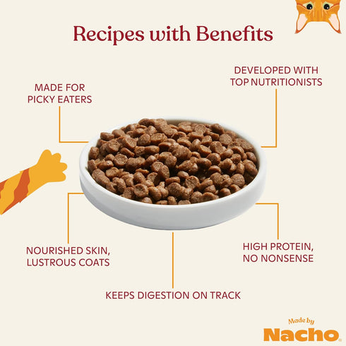 Made by Nacho Premium Dry Kibble Infused with Bone Broth, 2lb Bag Cat Food (Cage-Free Chicken and Chicken Liver)