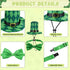 Vehomy 4pcs St Patrick's Day Dog Costumes, Buffalo Plaid Dog Hat, Collar, and Bandana, Irish Holiday Pet Outfit