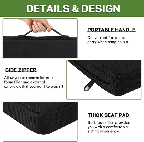 2 Pack, Multi-Functional Stadium Seat Cushions Waterproof Oxford Filled with High Resilence Sponge, for Any Outdoor
