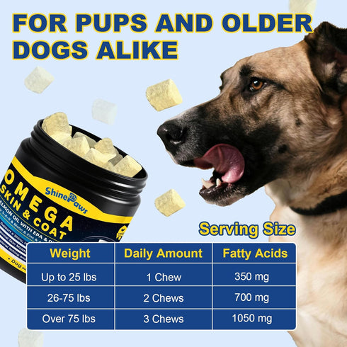 3 3 6 9 120ct Omega for Dogs, Salmon Fish Oil for Dogs Skin and Coat Chew with Omega (EPA+DHA), ZINC, BIOTIN