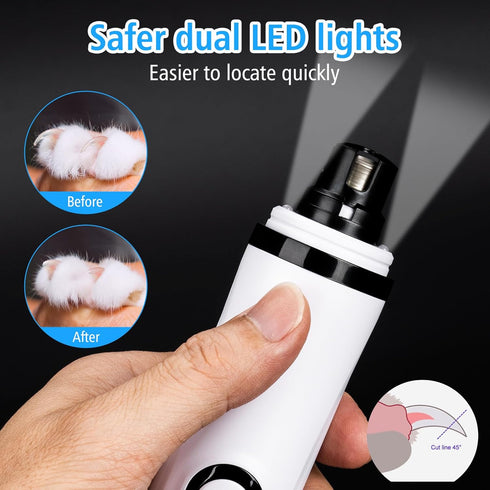 PetProX 2 3 Pet Nail Grinder for Dogs and Cats - Super Quiet and Low Vibration Electric Dog Nail Grinder with LED